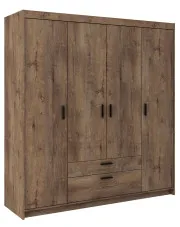 Czterodrzwiowa szafa z drążkiem i półkami dąb lefkas - Parioni 10X w sklepie Edinos.pl