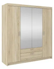 Czterodrzwiowa garderoba z szufladami i lustrem dąb sonoma - Parioni 11X w sklepie Edinos.pl