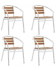 Zestaw metalowych krzeseł ogrodowych Folind 3X - srebrny w sklepie Edinos.pl