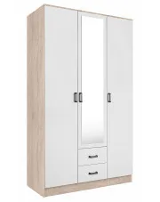 Skandynawska trzydrzwiowa szafa z lustrem dąb sonoma + biały - Montixa w sklepie Edinos.pl