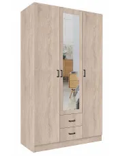 Trzydrzwiowa szafa z lustrem i szufladami dąb sonoma - Montixa w sklepie Edinos.pl