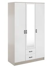 Trzydrzwiowa szafa z lustrem i szufladami kaszmir + biały - Montixa w sklepie Edinos.pl