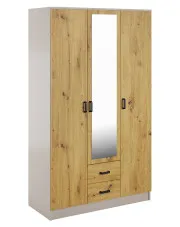 Trzydrzwiowa szafa z lustrem kaszmir + dąb artisan - Montixa w sklepie Edinos.pl