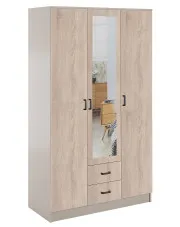 Trzydrzwiowa szafa z lustrem kaszmir + dąb sonoma - Montixa w sklepie Edinos.pl