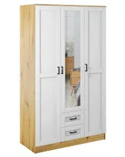 Skandynawska szafa z lustrem dąb artisan + biały - Lorenix w sklepie Edinos.pl