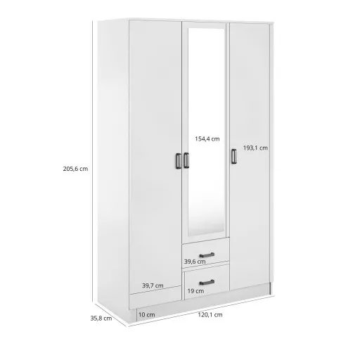 Wymiary szafy trzydrzwiowej Lorenix