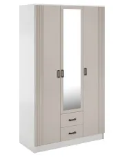 Szafa trzydrzwiowa z lustrem i szufladami biały + kaszmir - Elviona w sklepie Edinos.pl