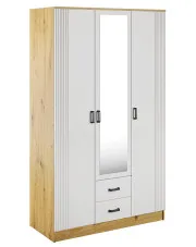 Skandynawska szafa z ryflowaniem dąb artisan + biały - Elviona w sklepie Edinos.pl