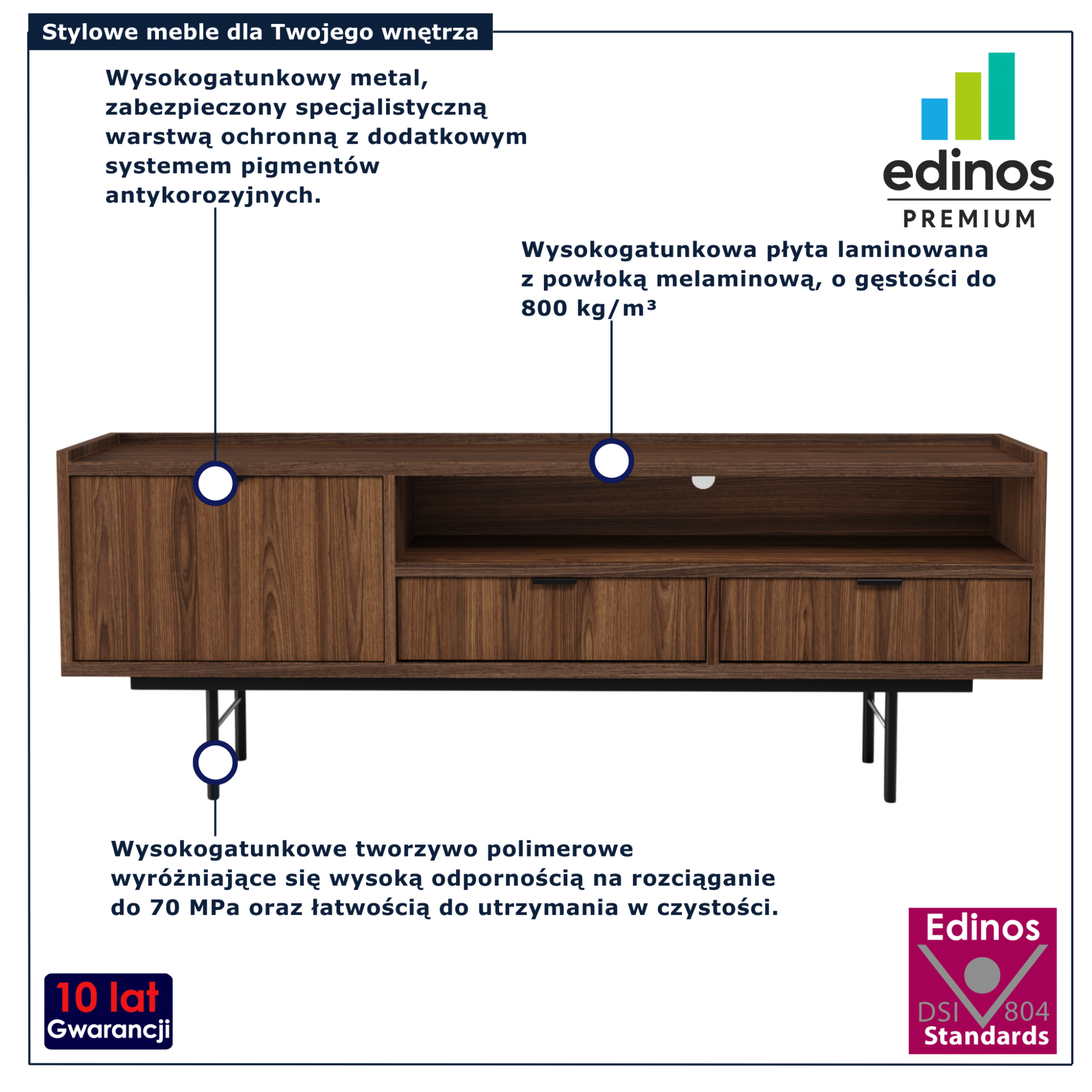 Szafka RTV retro Herioz 3X orzech warmia