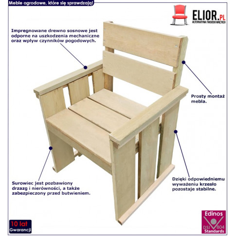 Drewniane krzesło ogrodowe Maggie infografika