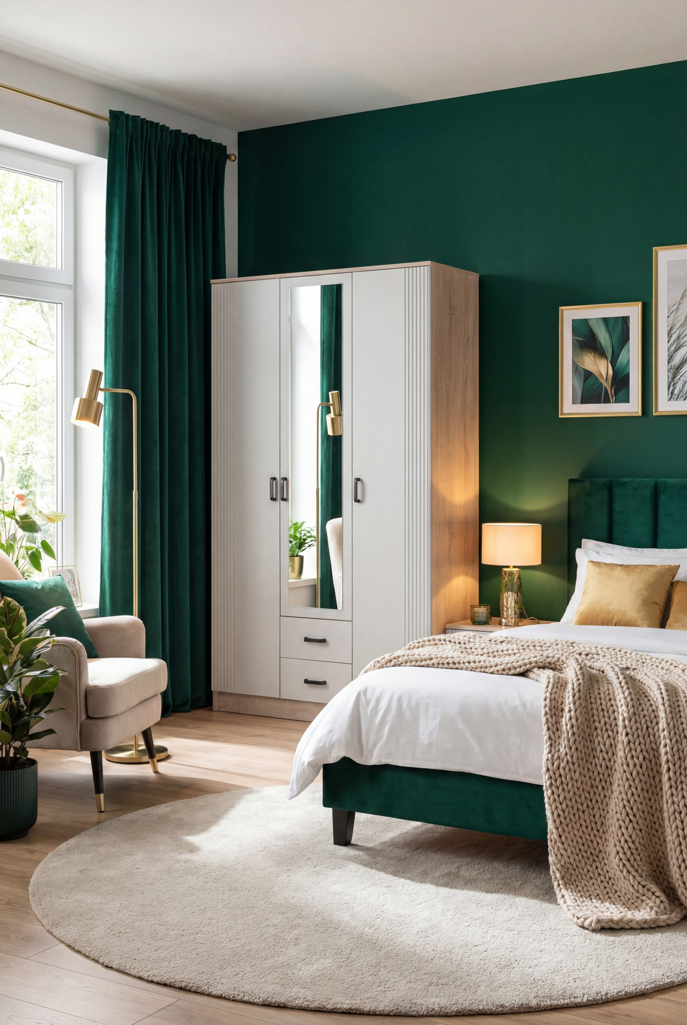 Aranżacja sypialni z wykorzystaniem szafy Elviona dąb sonoma kaszmir