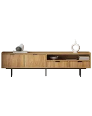 Długa szafka RTV na nóżkach 200 cm hikora naturalna - Herioz 4X w sklepie Edinos.pl