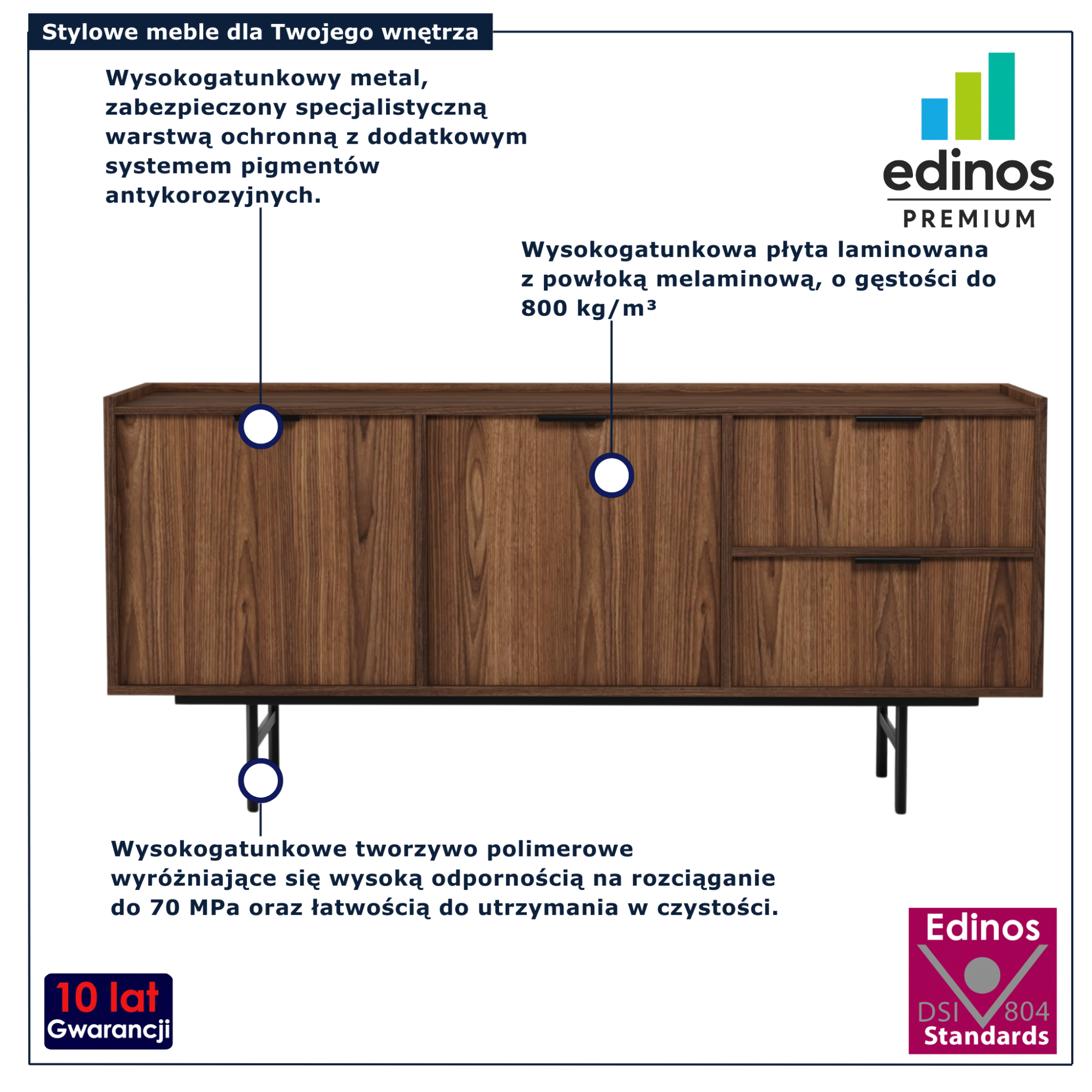 Komoda z szafką i 2 szufladami Herioz 5X orzech warmia