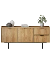 Komoda z 2 szufladami i szafką hikora naturalna - Herioz 5X w sklepie Edinos.pl