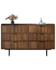 Komoda z 6 szufladami na nóżkach orzech warmia - Herioz 6X w sklepie Edinos.pl