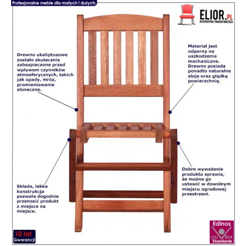 Zestaw drewnianych mebli ogrodowych dla dzieci Pecco infografika