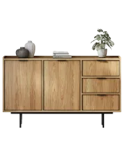 Duża komoda z półkami i szufladami hikora naturalna - Herioz 7X w sklepie Edinos.pl