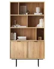 Regał na książki z szafką hikora naturalna - Herioz 10X w sklepie Edinos.pl