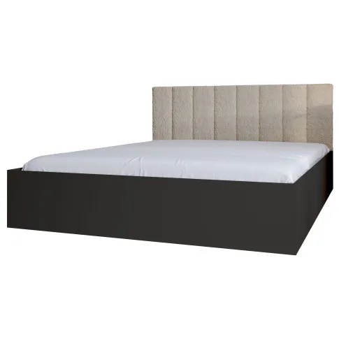 Czarne łóżko nowoczesne z beżowym zagłówkiem Berigi 3X