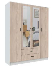 Skandynawska szafa uchylna  biały + dąb sonoma - Orvexa w sklepie Edinos.pl