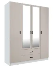 Skandynawska szafa uchylna z lustrem biały + kaszmir - Orvexa w sklepie Edinos.pl