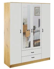 Skandynawska szafa uchylna z lustrem dab artisan + biały - Orvexa w sklepie Edinos.pl