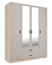 Czterodrzwiowa szafa z lustrem w kolorze dąb sonoma + kaszmir - Orvexa w sklepie Edinos.pl