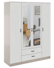 Czterodrzwiowa szafa z lustrem w kolorze kaszmir + biały - Orvexa w sklepie Edinos.pl