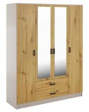 Czterodrzwiowa szafa z lustrem w kolorze kaszmir + dąb artisan - Orvexa w sklepie Edinos.pl