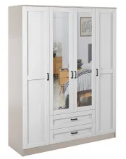 Minimalistyczna szafa z lustrem kaszmir + biały - Novera w sklepie Edinos.pl