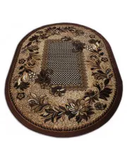 Brązowy owalny dywan w kwiaty 80x150 cm - Barvix w sklepie Edinos.pl