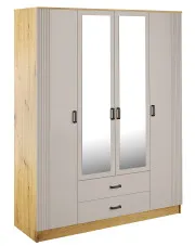 Skandynawska szafa z lustrem dąb artisan + kaszmir - Veloris w sklepie Edinos.pl