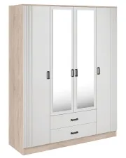 Skandynawska szafa z lustrem dąb sonoma + biały - Veloris w sklepie Edinos.pl