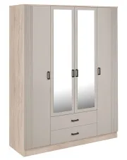 Skandynawska szafa z lustrem dąb sonoma + kaszmir - Veloris w sklepie Edinos.pl