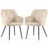 Zestaw 2 beżowych krzeseł welurowych na czarnej podstawie - Lorviano 