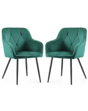 Zestaw 2 zielonych krzeseł welurowych - Lorviano w sklepie Edinos.pl