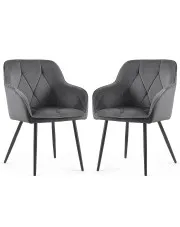 Zestaw 2 grafitowych krzeseł pikowanych - Lorviano w sklepie Edinos.pl