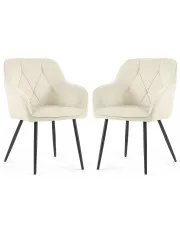 Zestaw 2 kremowych krzeseł welurowych - Lorviano w sklepie Edinos.pl