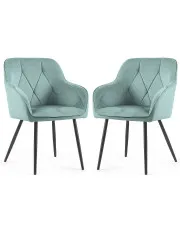 Zestaw 2 turkusowych krzeseł welurowych - Lorviano w sklepie Edinos.pl