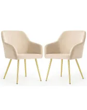 Zestaw 2 krzeseł beżowych na złotej podstawie - Terviso 3X w sklepie Edinos.pl