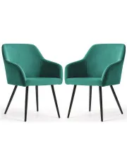 Zestaw 2 kubełkowych zielonych krzeseł welurowych - Terviso 2X w sklepie Edinos.pl