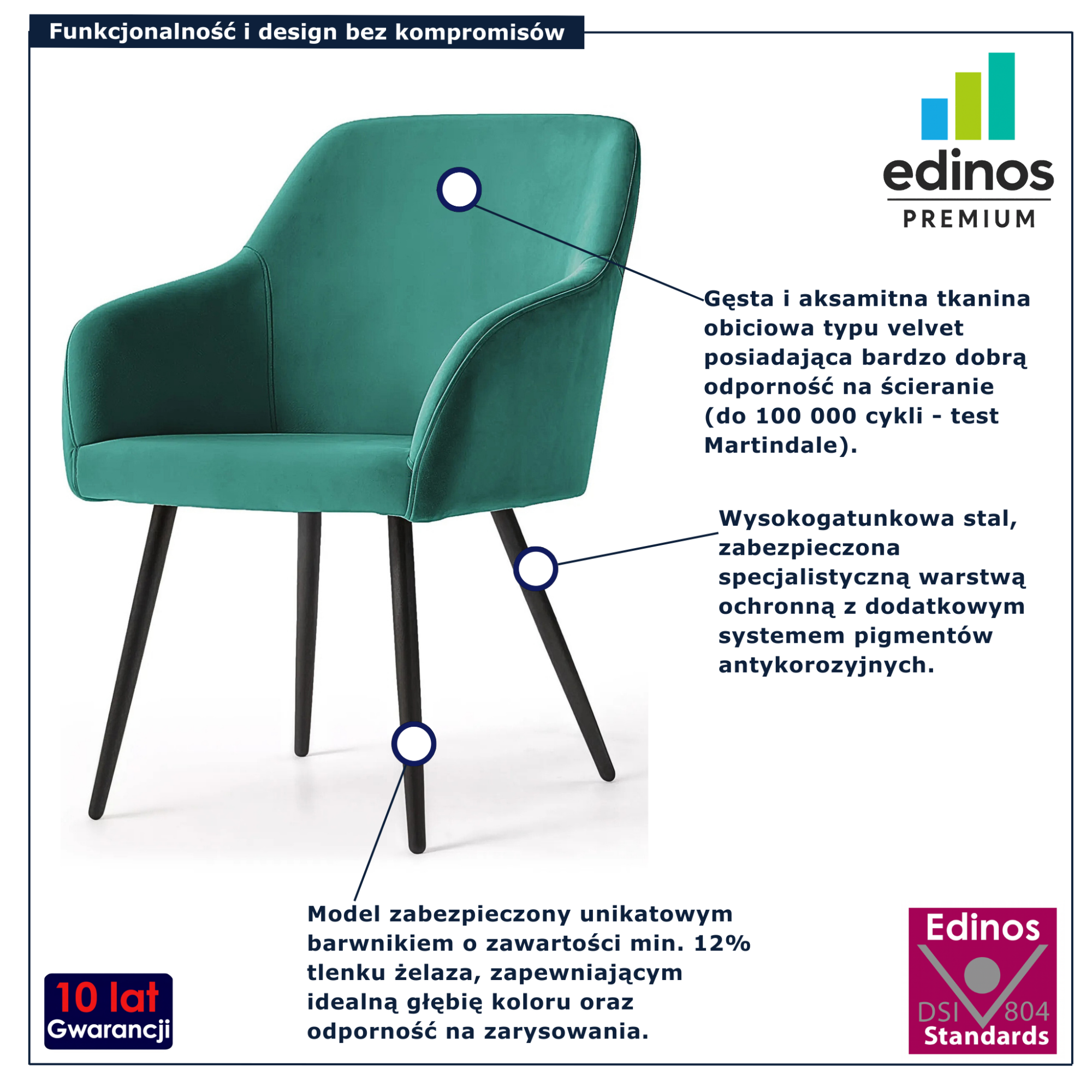 Zielone krzesło tapicerowane welurem Terviso 2X