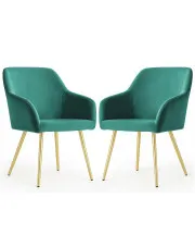 Zestaw 2 zielonych krzeseł na złotej podstawie - Terviso 3X w sklepie Edinos.pl