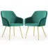 Zestaw 2 zielonych krzeseł na złotej podstawie - Terviso 3X