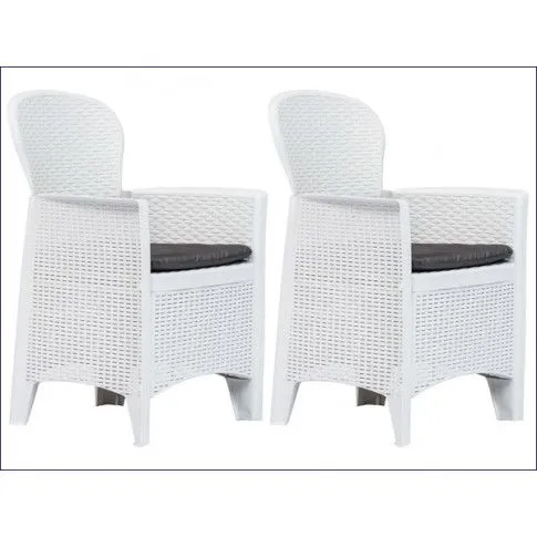 Szczegółowe zdjęcie nr 8 produktu Krzesła ogrodowe z poduszkami Campos 2 szt - białe