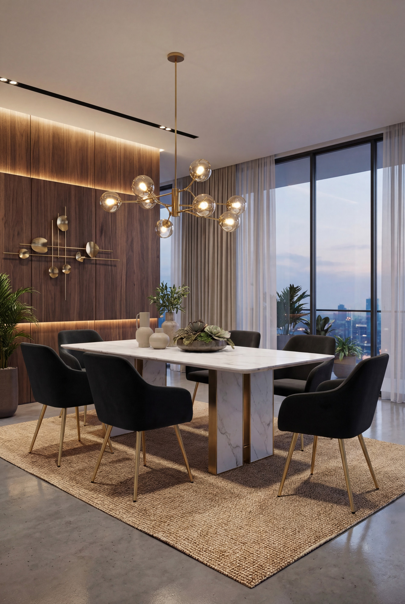 Aranżacja jadalni z czarnymi krzesłami Terviso 2X