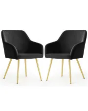 Zestaw 2 czarnych tapicerowanych krzeseł welurowych - Terviso 3X w sklepie Edinos.pl