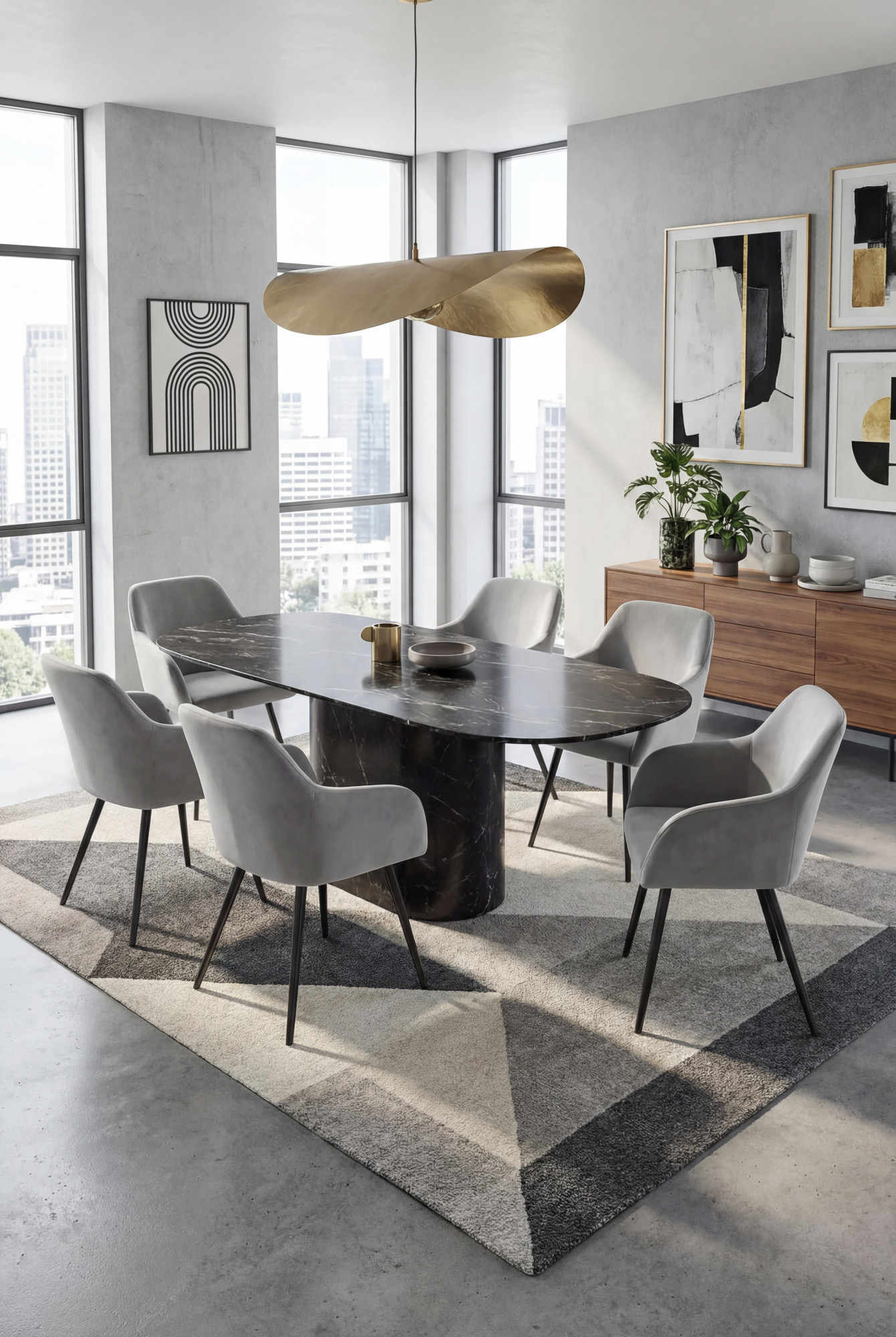 Aranżacja jadalni z szarymi krzesłami Terviso 2X