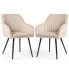 Zdjęcie produktu 2x Welurowe krzesło tapicerowane z przeszyciami Beżowe FLORENCE Czarne nogi.