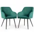 Zdjęcie produktu 2x Welurowe krzesło tapicerowane z przeszyciami Butelkowa Zieleń FLORENCE Czarne nogi.